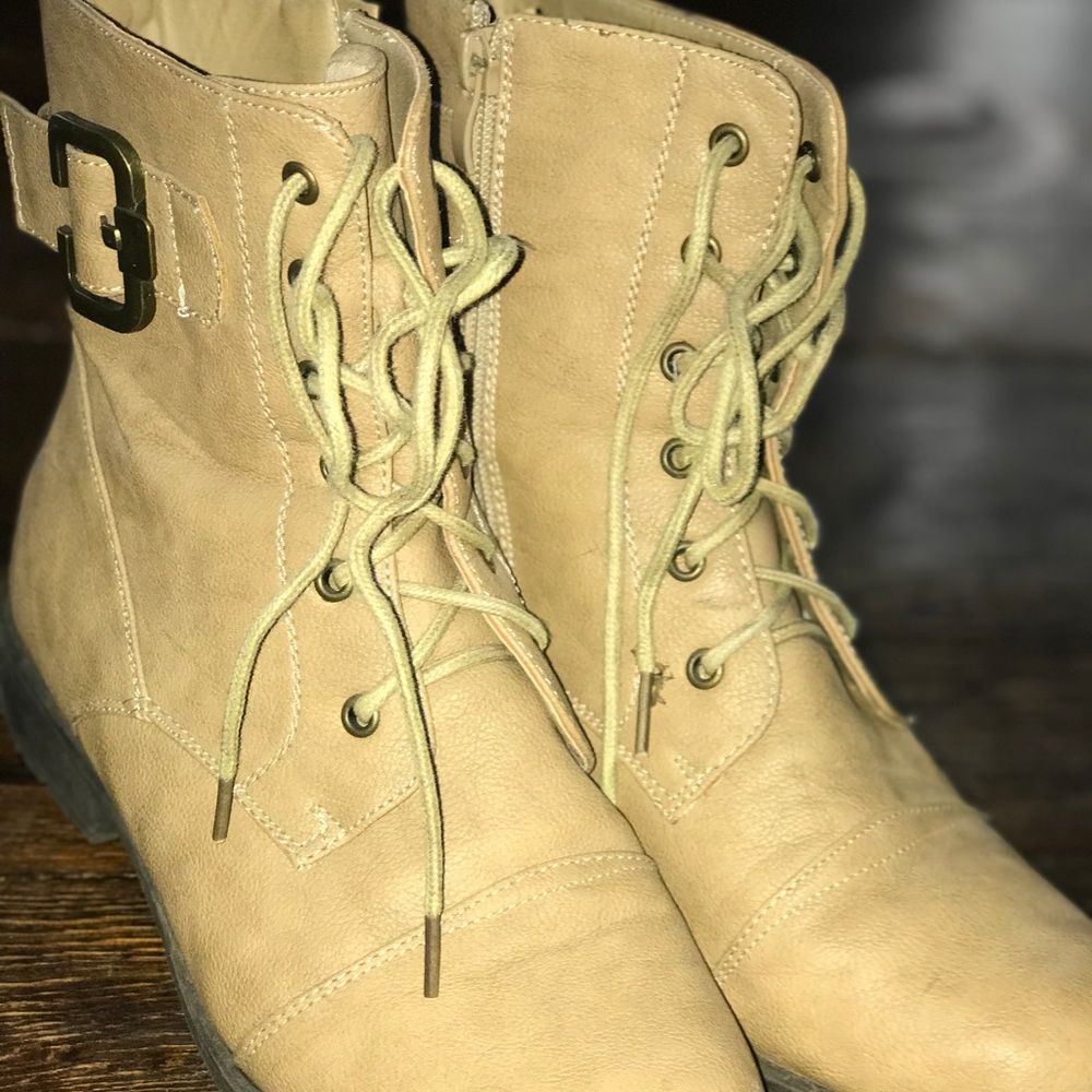 Beige ankle booties